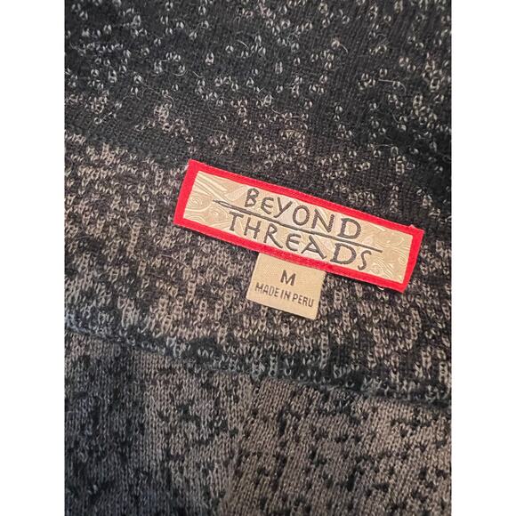 Beyond Threads 100% Baby Alpaca Sweater Jacket Black Gray Speckled Ombre Med JL - Picture 6 of 8